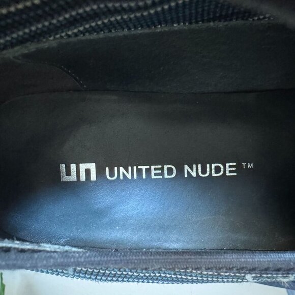 United Nude Navy Blue Stripe Almond Toe Midi Heeled Low Ankle Boot Size 10 / 41 - Picture 2 of 15